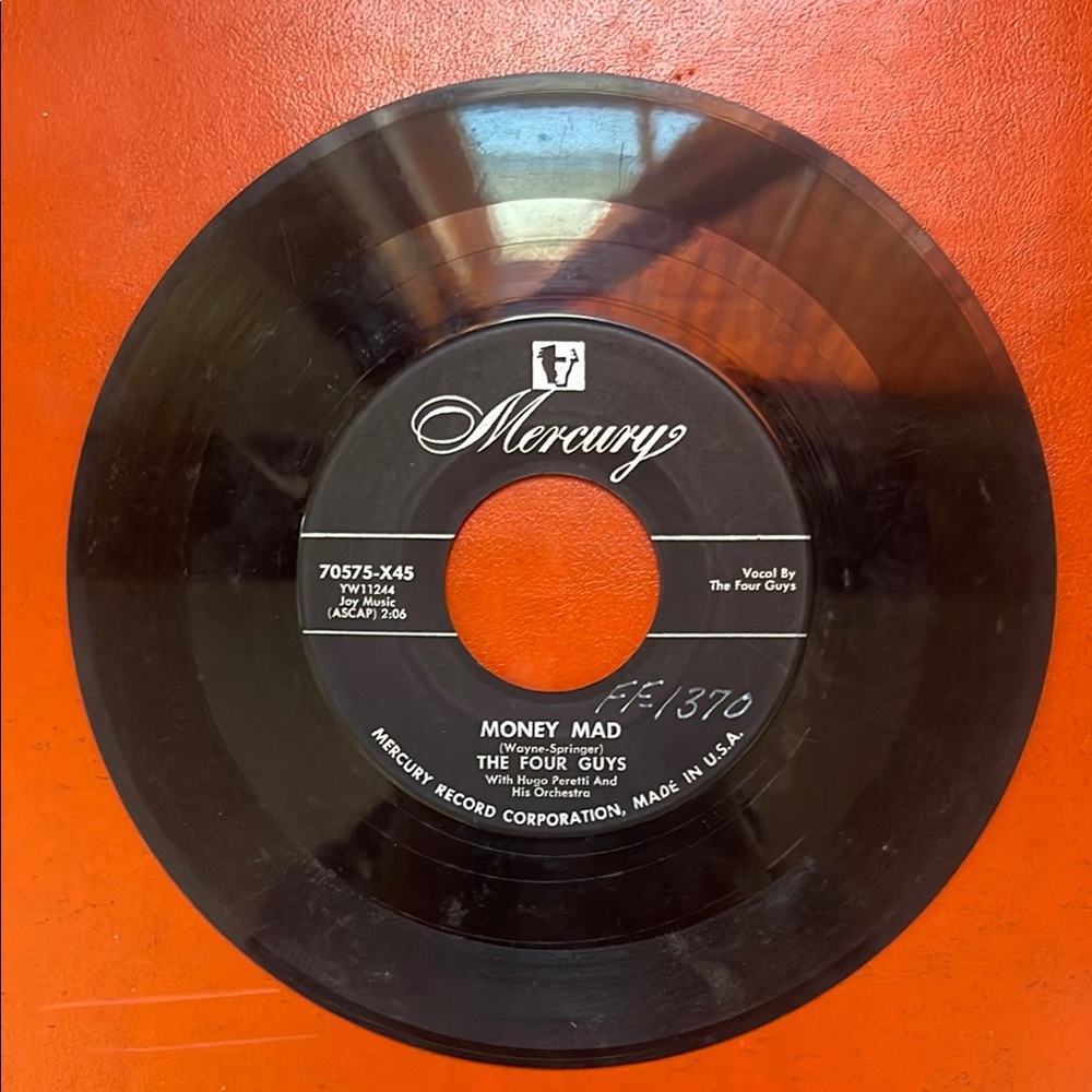 Mercury Vinyl 45 rpm Record - The Four Guys